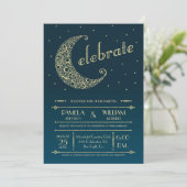 Elegant Moon Wedding Invitation Kaart (Staand voorkant)