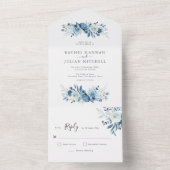 elegant moonlight blue bruiloft all in one uitnodiging (Binnen)