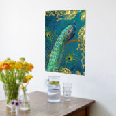 Elegant Moonlight Peacock n Feather Gold Foil Blau Folie Afdrukken (Laag (Keuken))