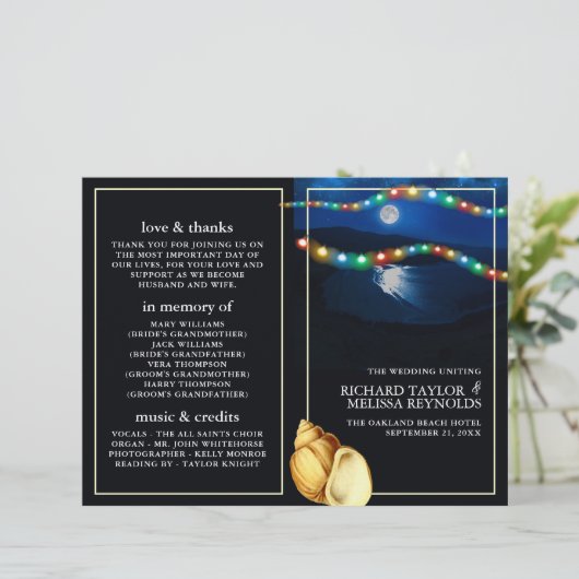 Elegant Moonlit Beach bruiloft programma (Staand voorkant)