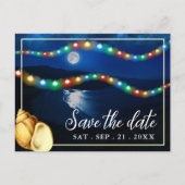 Elegant Moonlit Beach Bruiloft Save The Date Aankondigingskaart (Voorkant)
