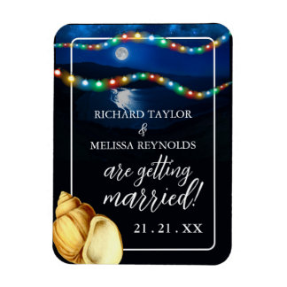 Elegant Moonlit Beach Bruiloft Save The Date Magneet