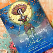 Elegant Moonlit Catrina Día de Muertos Celebration Kaart