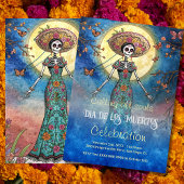Elegant Moonlit Catrina Día de Muertos Celebration Kaart