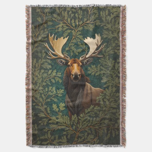 Elegant Moose William Morris Inspired Deken (Voorkant Verticaal)