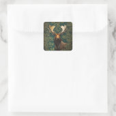Elegant Moose William Morris Inspired Vierkante Sticker (Tas)