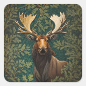 Elegant Moose William Morris Inspired Vierkante Sticker (Voorkant)