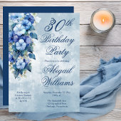 Elegant Morning Glories Blue Floral 30th Birthday Kaart