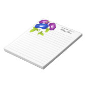 Elegant Morning Glory Flowers, gepersonaliseerd Notitieblok (Linkerzijde)
