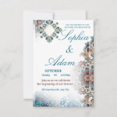 Elegant Moroccan Tile Wedding Invitation Bedankkaart (Voorkant)