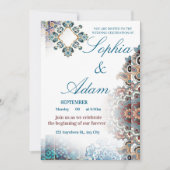 Elegant Moroccan Tile Wedding Invitation Bedankkaart (Voorkant)