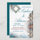 Elegant Moroccan Tile Wedding Invitation Bedankkaart (Voorkant / Achterkant)