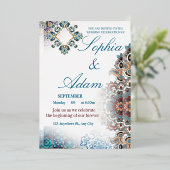 Elegant Moroccan Tile Wedding Invitation Folie Uitnodiging (Staand Voorkant)