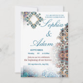 Elegant Moroccan Tile Wedding Invitation Kaart (Voorkant)