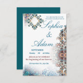 Elegant Moroccan Tile Wedding Invitation RSVP Kaartje (Voorkant / Achterkant)