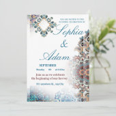 Elegant Moroccan Tile Wedding Invitation Save The Date (Staand voorkant)