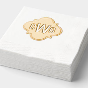 Elegant Morokkaans Quatrefoil 3 Initiaal Monogram Folie Servetten