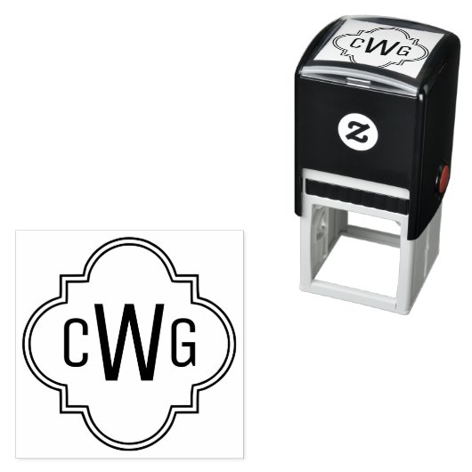 Elegant Morokkaans vierlobbig initiaal 3 monogram  Zelfinktende Stempel (In situ)