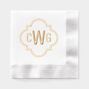 Elegant Morokkaans Vierpas 3 Initiaal Monogram #2 Folie Servetten