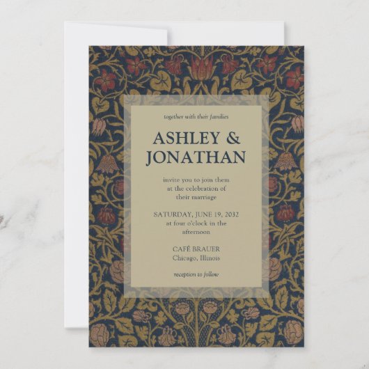 Elegant Morris Violet & Columbine Patroon Trouwfee Kaart (Voorkant)