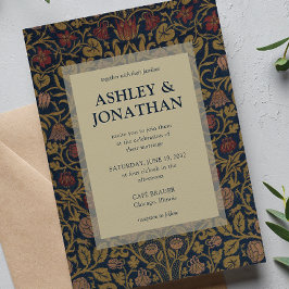 Elegant Morris Violet & Columbine Patroon Trouwfee Kaart