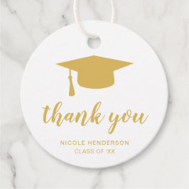 Elegant Mortar Board Dank u voor Gold Afstuderen Bedankjes Labels
