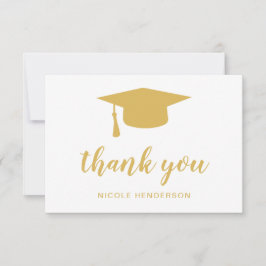 Elegant Mortar Board Faux Gold Afstuderen Bedankkaart