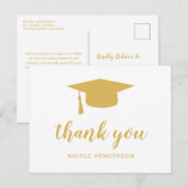 Elegant Mortar Board Gold Afstuderen Hartelijk dan Briefkaart (Voorkant / Achterkant)