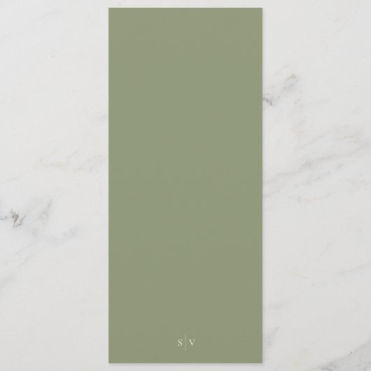 Elegant mos op Sage Green Monogram bruiloft Menu (Achterkant)