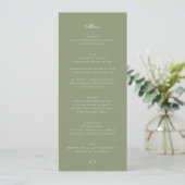 Elegant mos op Sage Green Monogram bruiloft Menu (Staand voorkant)