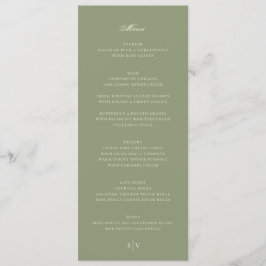 Elegant mos op Sage Green Monogram bruiloft Menu