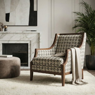 Elegant Mosaic Black & Beige Geometric Pattern Stof