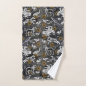 Elegant Mosaic Black White Gold Tiger Lion Eagle Bad Handdoek (Handdoek)