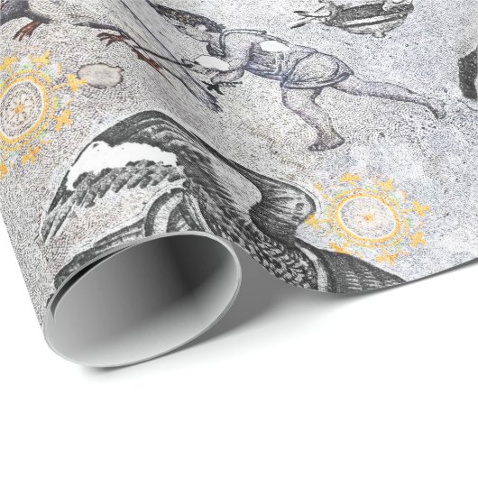 Elegant Mosaic Black White Gold Tiger Lion Eagle Cadeaupapier (Rol Hoek)