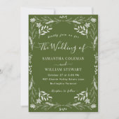 Elegant Moss Green Boho Modern Typography Wedding Kaart (Voorkant)