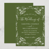 Elegant Moss Green Boho Modern Typography Wedding Kaart (Voorkant / Achterkant)