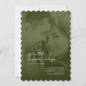 Elegant Moss Green Duotone foto bruiloft Kaart (Voorkant)