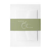 Elegant Moss Green Flowered Ampersand Wedding Uitnodigingen Wikkel (Voorkant Voorbeeld)