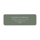 Elegant Moss Green Wedding Retouradres Etiket (Voorkant)