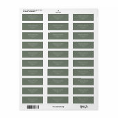 Elegant Moss Green Wedding Retouradres Etiket (Full Sheet)