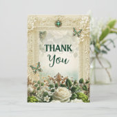 Elegant Moss & Moonlight  kant Dank u ca Bedankkaart (Staand voorkant)
