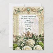 Elegant Moss & Moonlight  kant Dank u ca Bedankkaart (Achterkant)