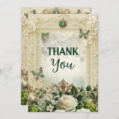 Elegant Moss & Moonlight  kant Dank u ca Bedankkaart (Voorkant / Achterkant)