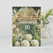 Elegant Moss & Moonlight Regal Green Sweet 16 Invi Kaart (Staand voorkant)