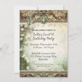 Elegant Moss & Moonlight Regal Green Sweet 16 Invi Kaart (Achterkant)