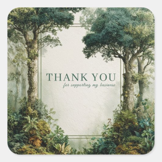 Elegant Mossy Forest Ancient Tree Rustic Vierkante Sticker (Voorkant)