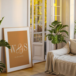 Elegant mosterd koppel initials bruiloft poster