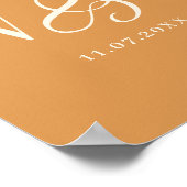 Elegant mosterd koppel initials bruiloft poster (Hoek)