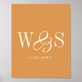 Elegant mosterd koppel initials bruiloft poster (Voorkant)