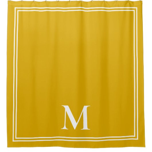 Elegant mosterdgeel monogram douchegordijn (Voorkant)
